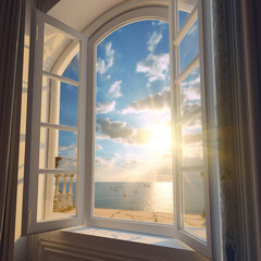 illustration of room window theme design