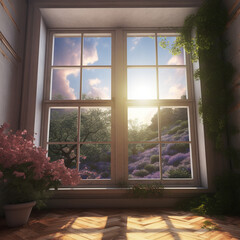 illustration of room window theme design