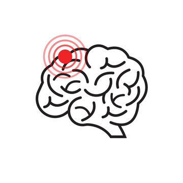 concussion brain or head ache thin line icon. linear trend modern simple logotype graphic lineart design isolated on white background. concept of psychological science and mind emblem like brainstorm