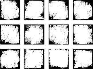 Set of grunge frame border square black vector illustrations
