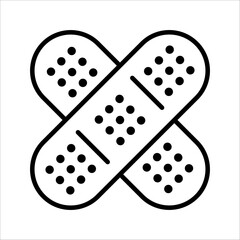Adhesive plaster line and glyph icon, emergency and medicine colors editable, on white background.