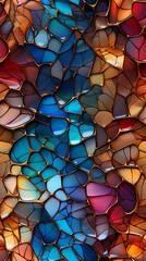Seamless Abstract Voronoi Pattern. Tessellation Background 3d Mosaic. - obrazy, fototapety, plakaty