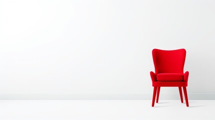 Strategic Seat of Success, Red Chair Symbolizing Business Strategy and Innovation on a White Background, generative ai.
