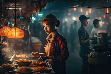 Naklejka premium asian street food, ai generative
