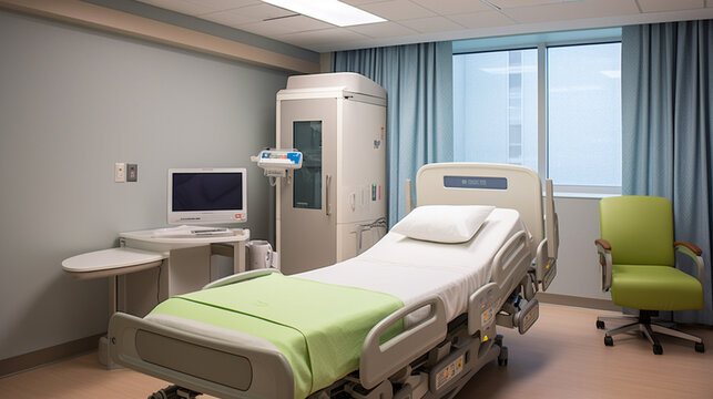 A nuclear medicine therapy room with specialized equipment for delivering targeted radiation treatment to patients Generative AI