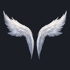 Angel wings isolated on dark background. 3D bird wings design template. Vector illustration EPS10