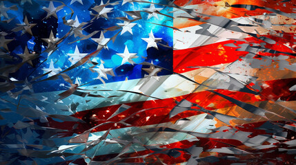 Abstrakcyjna ilustracja flagi USA - obrazy, fototapety, plakaty