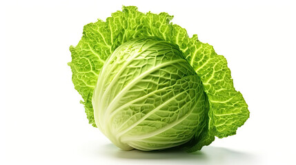 Fototapeta premium photorealism of cabbage isolated on white background,Ai generative.