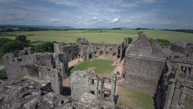 Raglan Castle in Summer, Raglan, Monmouthshire, South Wales, UK