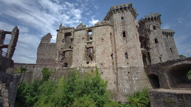 Raglan Castle in Summer, Raglan, Monmouthshire, South Wales, UK