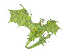 Naklejka premium dragon is landing to attack on white background