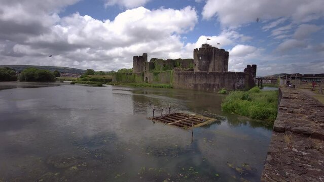 Caerphilly Castle - second largest castle in United Kingdom - Caerphilly - Wales