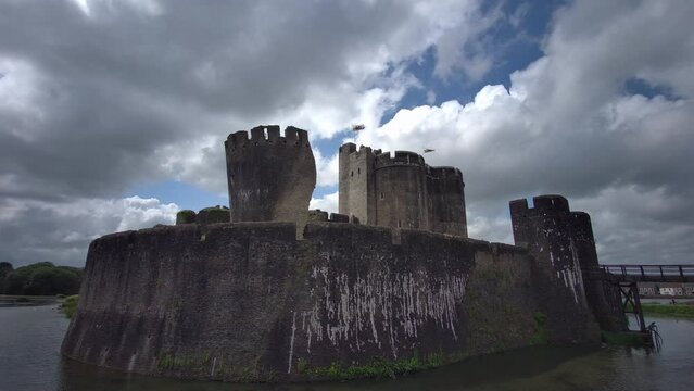 Caerphilly Castle - second largest castle in United Kingdom - Caerphilly - Wales