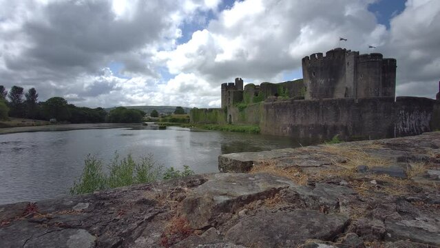 Caerphilly Castle - second largest castle in United Kingdom - Caerphilly - Wales