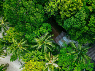 Panoramic aerial tropical island view Koh Phangan Thailand