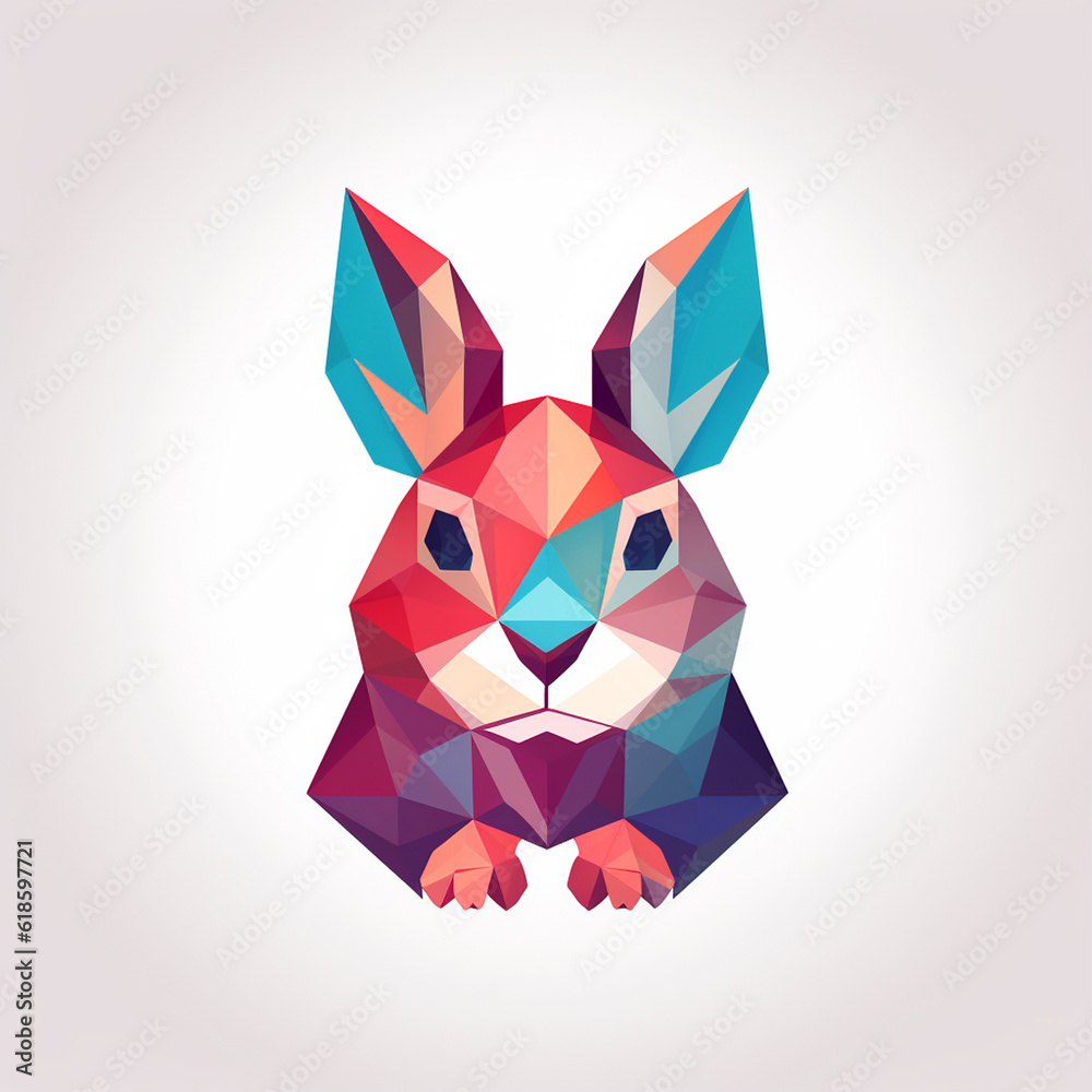 Wall mural illustration of a rabbit geometric shape