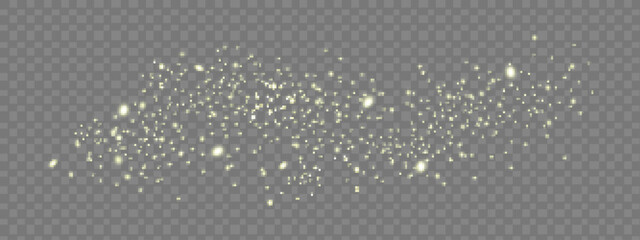 Abstract sparkling shiny texture. Shiny particle effect. Golden sparkling trail of space star dust from shiny particles on a dark background.