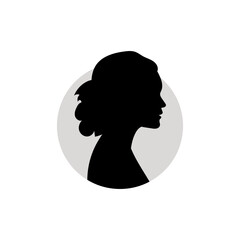 Silhouette of a female head. Vector illustration on white background.
