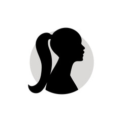 Silhouette of a female head. Vector illustration on white background.