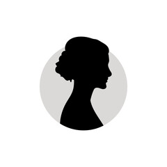 Silhouette of a female head. Vector illustration on white background.