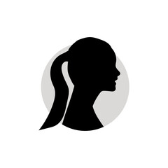 Silhouette of a female head. Vector illustration on white background.