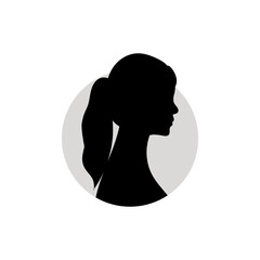 Silhouette of a female head. Vector illustration on white background.