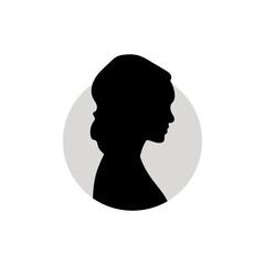 Silhouette of a female head. Vector illustration on white background.