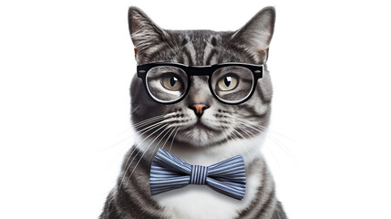 A cat wearing a bow tie pretending to be a sophisticated. Generative AI.