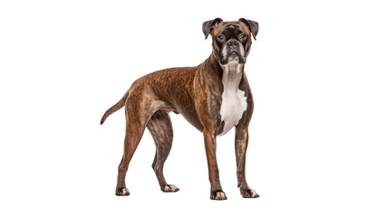 Brindle Boxer Dog isolated on a transparent background