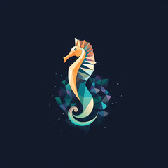 illustration of a seahorse with geometric shapes
