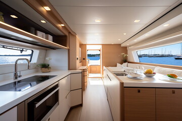 Luxurious interior of a modern yacht