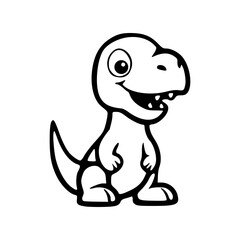 Cute dinosaurus black outlines vector illustration
