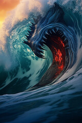 Massive wave in the shape of a daemon