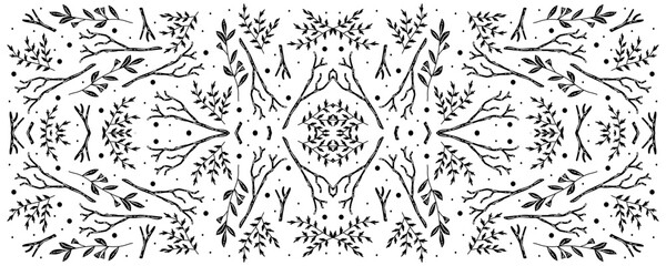 Monochrome background pattern with autumn leaves. Vintage banner for decor, print, textile, wallpaper, interior design. cover background, Elegant decoration for cosmetics, poster, carpet, perfume