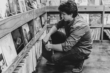 Looking in a record shop 