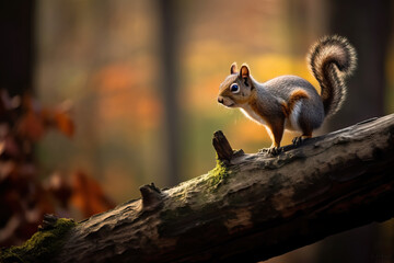 Portrait of Adorable Squirrel in the natural environment. Amazing Wildlife. Generative Ai