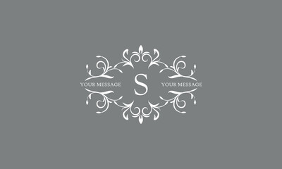 An elegant floral monogram design template for one or two letters, for example S. Wedding monogram. Vector illustration of the logo.
