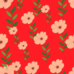 Simple stylized flower seamless pattern. Decorative naive botanical backdrop.