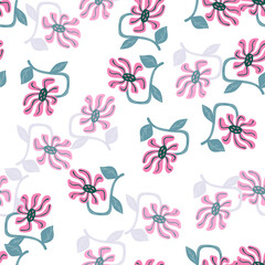 Decorative retro abstract flower seamless pattern. Vintage stylized flowers background.
