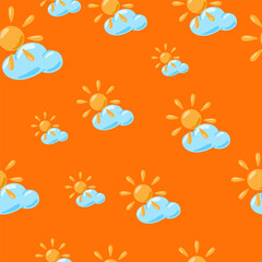 Sun seamless pattern in doodle style.