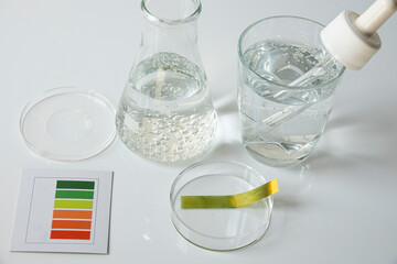 Ph test of water acidity,