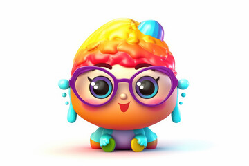 Cute colorful girl wearing glasses isolated on a white background