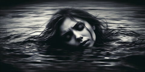 The Depths of Despair: A hauntingly beautiful image portraying deep emotional pain and vulnerability. Generative ai.