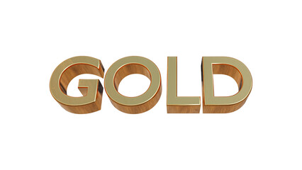 3d word of gold isolated on white, PNG transparent