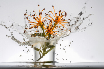Splash water in vase with flower