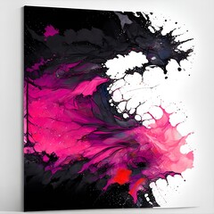 Obraz premium A painting of pink and black paint on a white wall