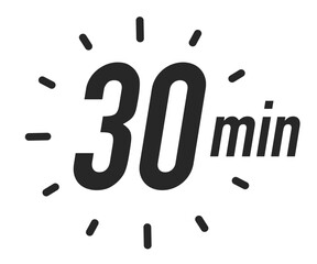 Timer icon 30 minutes vector black color. Stopwatch isolated on white background. illustration 10 eps