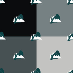 Set of patterns on a gray and black background with mountains