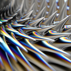 3d Spikey Abstract Ferrofluid Greyscale Background