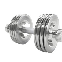 Obraz na płótnie Canvas Silver Dumbbell on transparent background, white background, png file with generative ai